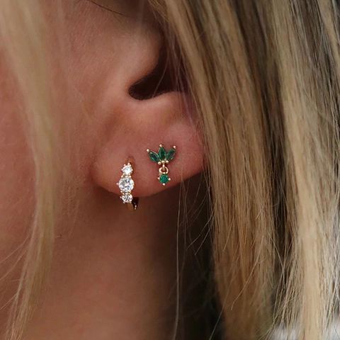 Pendientes de Lujo de Latón Circonia AAA Pendientes Colgantes de Piedras Verdes Vintage para Mujer Elegantes Pendientes de Aro Chapados en Oro Plata Joyería