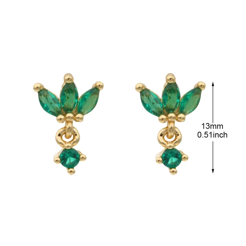 Pendientes de Lujo de Latón Circonia AAA Pendientes Colgantes de Piedras Verdes Vintage para Mujer Elegantes Pendientes de Aro Chapados en Oro Plata Joyería