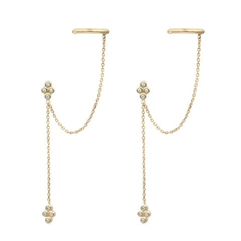 Mode Messing Zirconia Ketting Kwastje Oorbellen Set 24K Verguld Oormanchet En Oorknopjes Gepersonaliseerde Sieraden Vrouwen