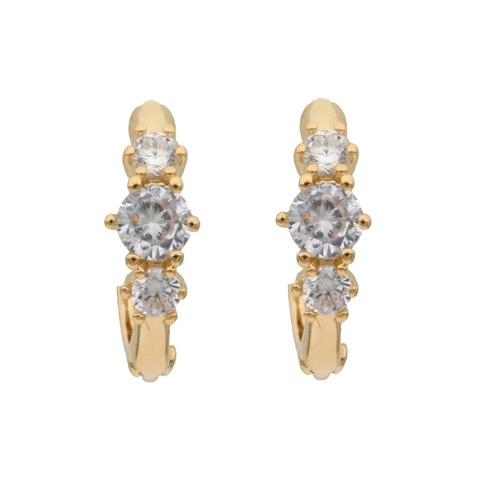Messing Zirconia Oorknopjes Voor Vrouwen 24K Goud Zilver Verguld Geometrische C-Vorm Ingelegde Zirconia Sieraden