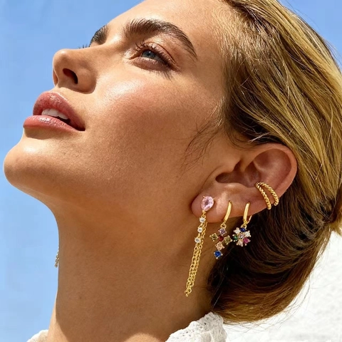 Luxurious Copper Rhinestone Earring Collection For Women Retro Flower Cross Heart Tassel Hoop Earrings Trendy Jewelry