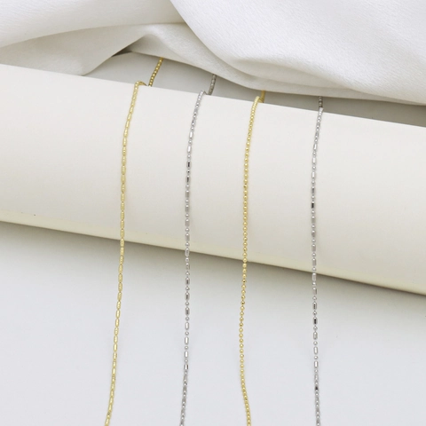 Minimalist Copper Gold Silver Plated Bamboo Joint Round Bead Chain Necklace For Women Adjustable Universal Extender Chain Fashion Jewelry