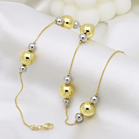 Collier Femme en Cuivre Tricolore Avec Pendentif Cœur Étoile Fleur Mode Or Argent Chaîne Vénitienne Bijoux
