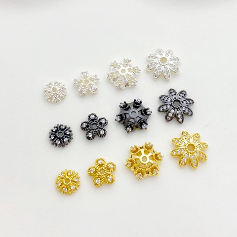 Koper 14K Vergulde Zirconia Bloem Kraalkapjes Holle Tussenkralen Voor DIY Sieraden Maken Armband Ketting Accessoires
