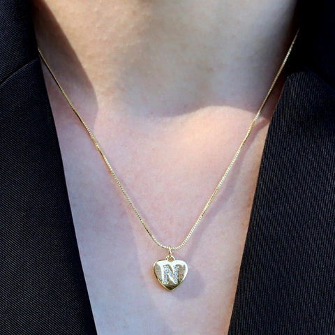 Moderne Kupfer Herzform Zirkonia Anfangsbuchstabe Anhänger Halskette Personalisierte Gold Namensschild Schmuck Für Frauen Mädchen Geschenk