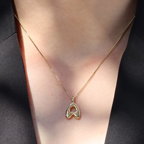 Minimalist Copper Gold Plated Bubble Alphabet Pendant Necklace For Women Fashion Commute Puffy Initial Jewelry Neckwear Gift