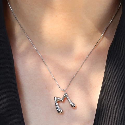 Minimalist Copper Bubble Letter A-Z Alphabet Pendant Necklace For Women 3D Initial Charm Gold White Gold Plated Jewelry Gift