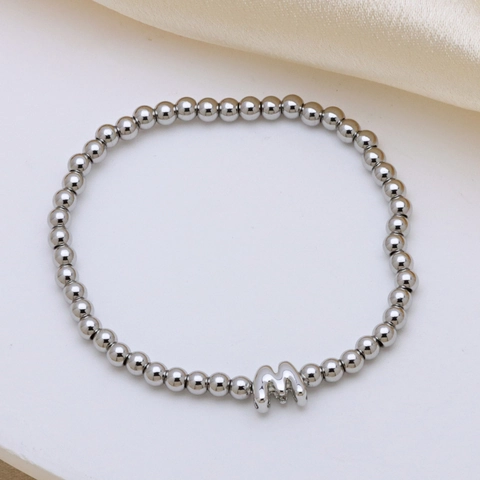 Fashion Alphabet Bubble Letter Bead Bracelet For Women Copper Electroplated Personalized Initial Charms Silver Gold Jewelry Gift