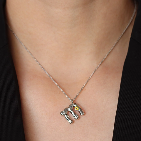 Colgante de Alfabeto Mal de Ojo de Cobre Solo Sin Cadena Bañado en Oro Blanco Esmalte Letra Irregular Nombre Colgante Joyería Mujer