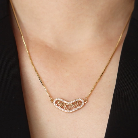 Cadeau Fête des Mères Pendentif Seul Cœur Mom Mama Sans Chaîne Zirconia Cuivre Électroplaqué Minimaliste Bijoux Or