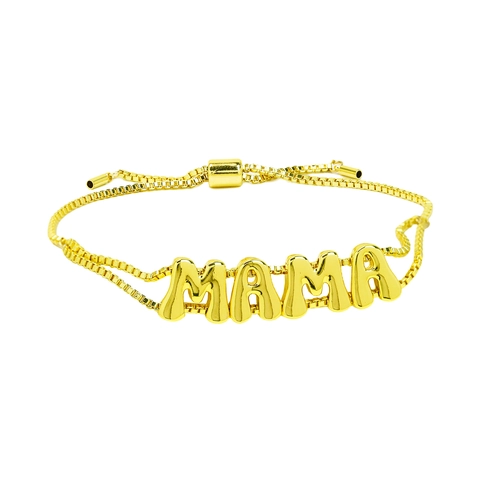 Hip Hop 3D Bubble Initial Alphabet Bead Gold Plated Copper Slider Box Chain Adjustable Bracelet DIY Name Jewelry For Women Men