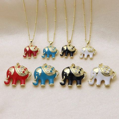 Koper Emaille Olifant Hanger Strass Druppel Olie Geluksdier Bedeltje Voor DIY Sieraden Maken Ketting Vrouwen Mannen Cadeau