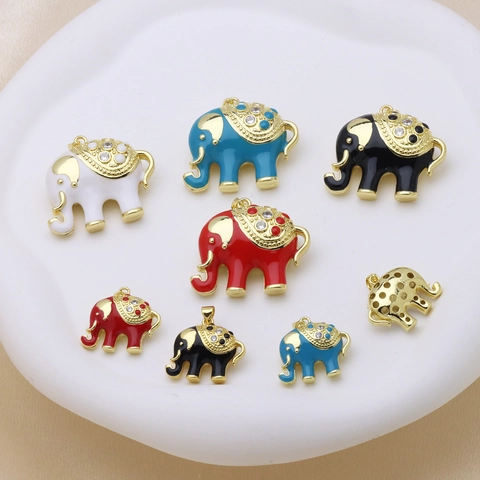 Koper Emaille Olifant Hanger Strass Druppel Olie Geluksdier Bedeltje Voor DIY Sieraden Maken Ketting Vrouwen Mannen Cadeau