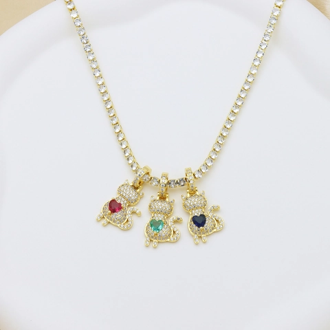 18K Gold Plated Copper Zirconia Cat Boy Girl Graduate Pendant Only Without Chain Fashion Cute Animal Figure Jewelry Gift
