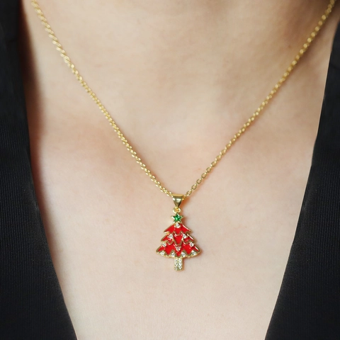 18K Verguld Koperen Kerstboom Sneeuwvlok Bel Hanger Zonder Ketting Zirkonia Ingelegde Sieraden Kerstcadeau Voor Vrouwen Mannen