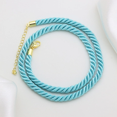 6mm Twisted Polyester Rope Necklace Copper Lobster Clasp Adjustable Extension Chain DIY Jewelry Making Fashion Neckwear