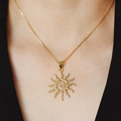 Pendentif Seul Sans Chaîne en Cuivre Plaqué Or 18K Soleil Étoile de Mer Femmes Hommes Zirconia Incrusté Bijoux Minimalistes