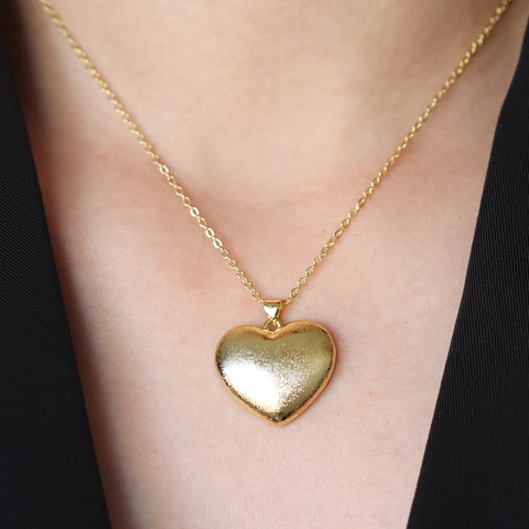 Colgante Geométrico de Corazón Ovalado Triángulo Cuadrado de Cobre Chapado en Oro Mate para Mujer Joyería Minimalista Solo Colgante