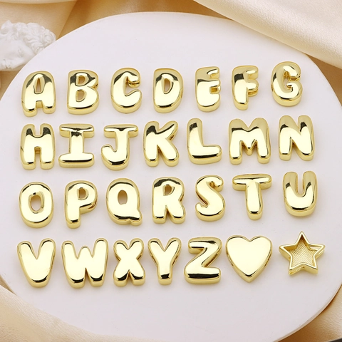 Minimalist Copper Alphabet Pendant 26 Initial Letters Balloon Style Heart Star Shape DIY Jewelry Charms For Necklace Bracelet Making Women Accessory