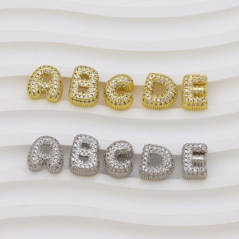 Hip Hop 3D Bubble Initial Pendant Full Pave Zircon Copper 26 Alphabet Name Pendant Only No Chain For Men Women Jewelry