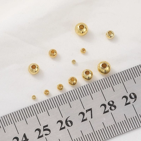 Legering Ronde Losse Kralen Voor Sieraden Maken Projecten Verguld Goud Zilver Roségoud Glanzende Metalen Kralen Voor DIY Ambachten