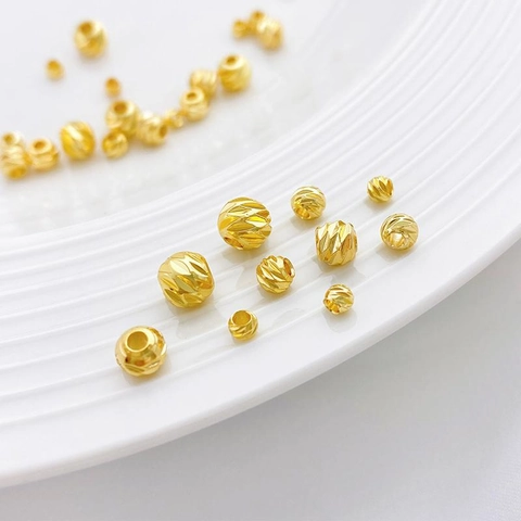 Gefacetteerde Legering Tussenkralen 14K Goud Gevulde Kleurbehoud Ronde Gesneden Losse Kralen Voor DIY Armband Ketting Sieraden Maken