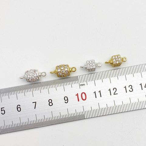14K Verguld Koper Micro Pavé Zirconia Connector Bedeltjes Holle Bal Cilinder Kralen Voor DIY Armband Ketting Sieraden Maken