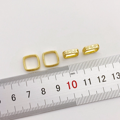 14K Gold Plated Copper Square Bead Frame Vintage Cloud Pattern Geometric Spacer Bead For DIY Jewelry Bracelet Necklace Findings