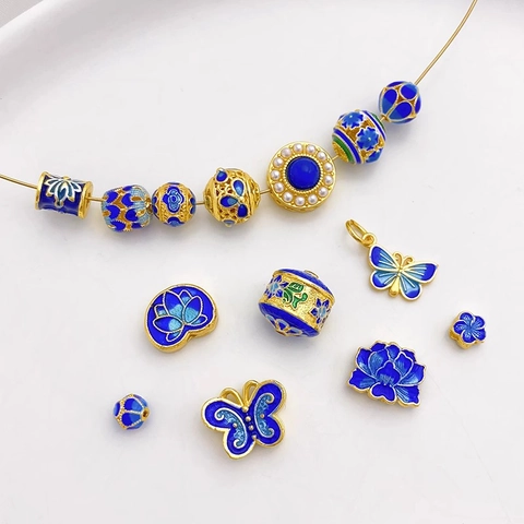 Legering Cloisonné Emaille Lotus Vlinder Kralen Sieraden Maken Accessoires Vergulde Bloem Tussenkralen Voor DIY Sieraden