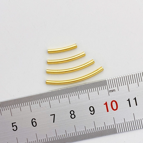14K Verguld Koperen Gebogen Buis Kralen Glad Oppervlak Holle Buis Tussenkraal Voor DIY Handgemaakte Armband Ketting Sieraden Maken