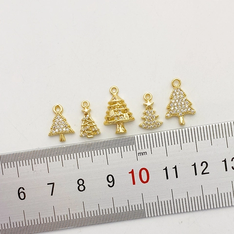 14K Vergulde Koperen Kerstserie Hanger Bedeltjes Met Zirconia Voor DIY Ketting Armband Maken Feestelijke Sieraden Onderdelen