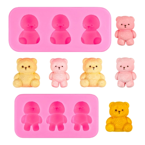 3D Teddy Bear Silicone Mold For DIY Chocolate Fondant Cake Aromatherapy Candle Plaster Soap Making Cute Bear Baking Tools