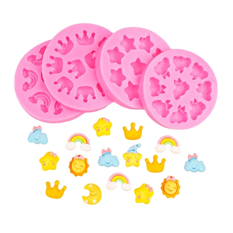 Cartoon Sonne Mond Krone DIY Silikonform Wolke Stern Regenbogen Muster Silikon Backform Für Schokolade Fondant Harz Handwerk