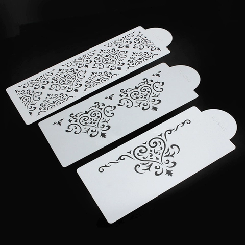Plantillas de Pasteles Florales de Damasco Europeos para Decoración de Relieve Moldes de Borde Hueco de Plástico PET Flexible