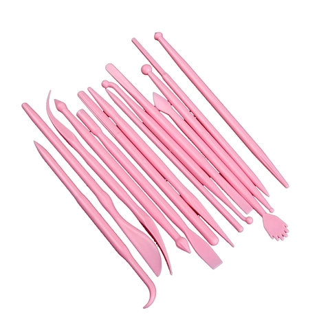 14-delige Fondant Taart Decoratie Gereedschap Set Roze Kunststof Modelleer Gereedschap DIY Suikerwerk Klei Taart Tools