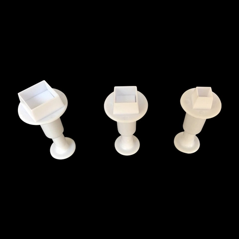 Square Shape Plunger Cutter Set Plastic Fondant Printing Mold For Cookie Cake Pastry Decoration Baking Tools White