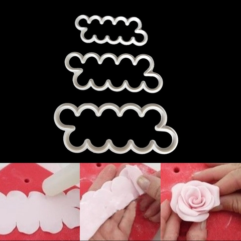 Rosenblüte Kunststoff Fondant Ausstecher Weiß Wellenkante Kuchenform Für DIY Backen Dekorieren Werkzeuge