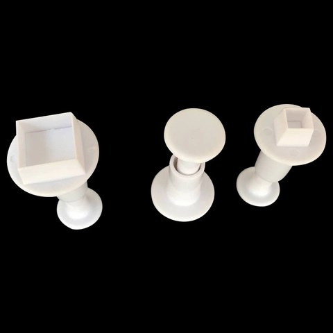 Square Shape Plunger Cutter Set Plastic Fondant Printing Mold For Cookie Cake Pastry Decoration Baking Tools White