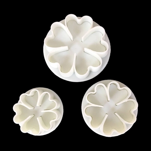 Kunststoff Blume Herz Ausstecher Fondant Kuchen Dekoration Form Weiß Blütenblatt Plätzchenpresse Prägewerkzeuge Für DIY Backen