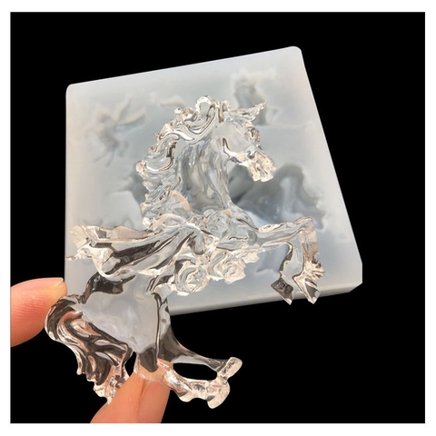 DIY Unicorn Pegasus Silicone Mold For Resin Crystal Glue Fondant Cake Chocolate Molding Craft Tool White Translucent