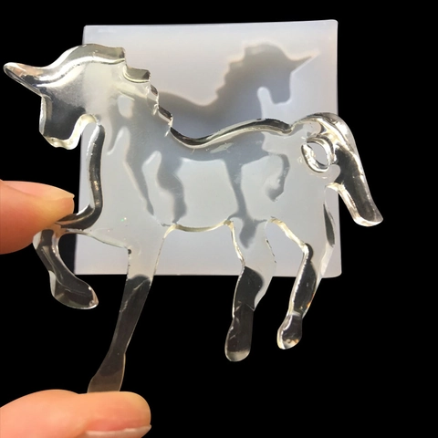 3D Unicorn Silicone Mold Mirror Surface Resin Casting Tool For DIY Jewelry Pendant Keychain Making Crafting Transparent Mold