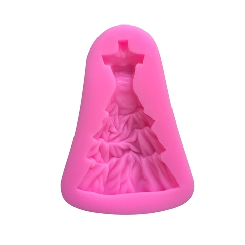 Wedding Dress Gown Silicone Mold For Chocolate Fondant Cake Decorating DIY Clay Resin Soap Mold Pleated Skirt Design