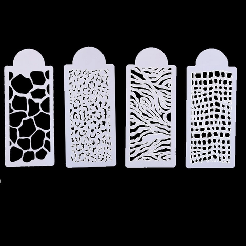 Set Stencil per Torte con Motivo Leopardato e Zebrato Texture Animale Modello a Bordo Intagliato Stampi in Plastica per Decorazione