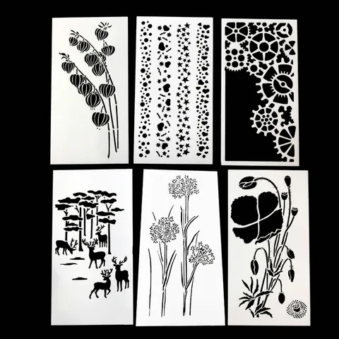 Plantilla de Pastel Hueca de Plástico PET DIY Patrón de Flor Ciervo Engranaje Herramienta de Decoración de Pasteles Molde