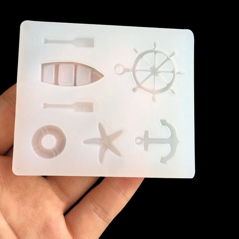 Oceaan Stijl Nautische Siliconen Vorm Voor DIY Hars Sieraden Maken Chocolade Bakken Roer Boot Zeester Anker Vormen Gereedschap