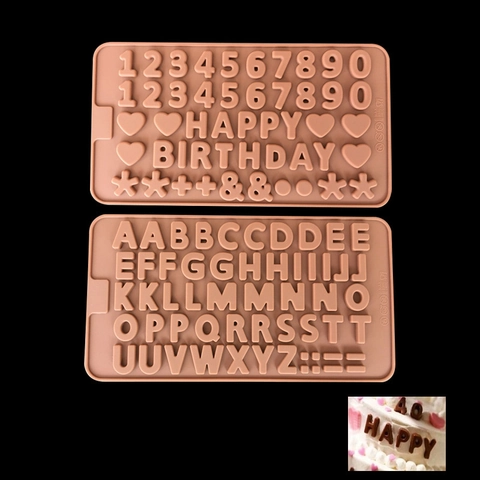 Siliconen Alfabet Nummer Chocolade Vorm DIY Bakgereedschap Letters Symbolen Hittebestendig Fondant Taart Decoratie Gelei Pudding Vorm Bruin