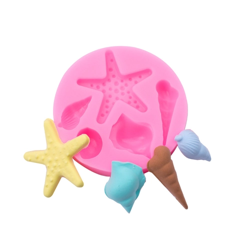 Stampo in Silicone a Tema Oceano con Conchiglia e Stella Marina per Fondente Cioccolato Decorazione Torte Fai da Te