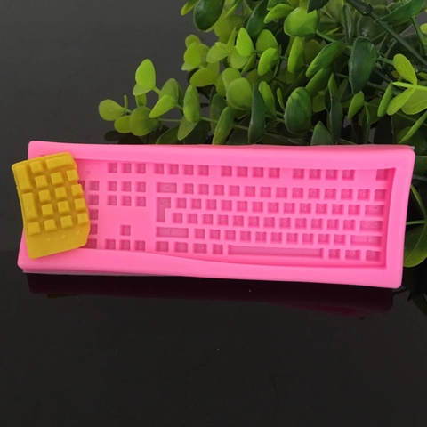 Kreative Tastatur Form Silikonform Für Schokolade Fondant Kuchen DIY Handgemachte Backwerkzeuge Rosa Rechteckig Küchenutensilien