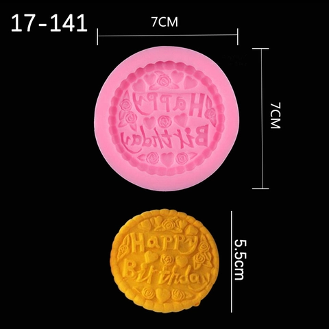 Happy Birthday Letter Round Silicone Cake Mold With Rose Heart Pattern For Fondant Chocolate Soap DIY Baking Decorating Tools