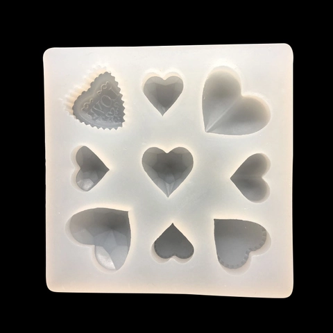 Mehrkammer Herzform Silikonform Für Harzguss DIY Schokolade Fondant Seife Kuchenform Durchscheinendes Weiß LOVE Design